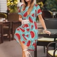 thumbnail image 6 of Bixox Women's Short Sleeve Summer Dress Loose Swing Knee Length Dresses with Pockets-Watermelon, 6 of 7