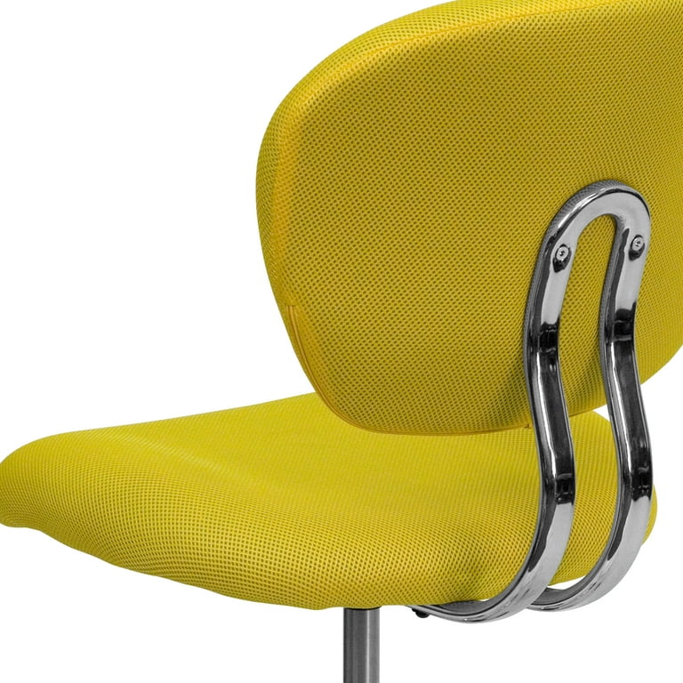 Mid-Back Yellow Mesh Padded Swivel Task Office Chair with Chrome Base