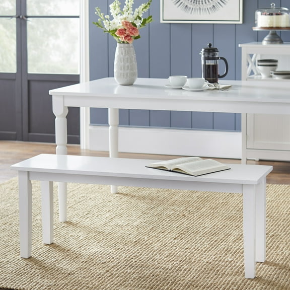 TMS Tiffany Indoor Bench, 47.5"L x 14"W x 18"H, White