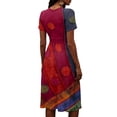 thumbnail image 6 of Minjewel Women's Floral Shift Dress with Print V-Neck - Short Sleeve Summer Dress, Loose Flowy Beach Party Outfit, Comfy Vacation Mini Dress,Deep Red,2XL, 6 of 6