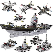 1320 Pieces Aircraft Carrier Building Blocks Set, Military Battleship Model Toy with Army Car, Helicopter & Boat, Military Toys Gift for Kids Boys Girls Age 6-12