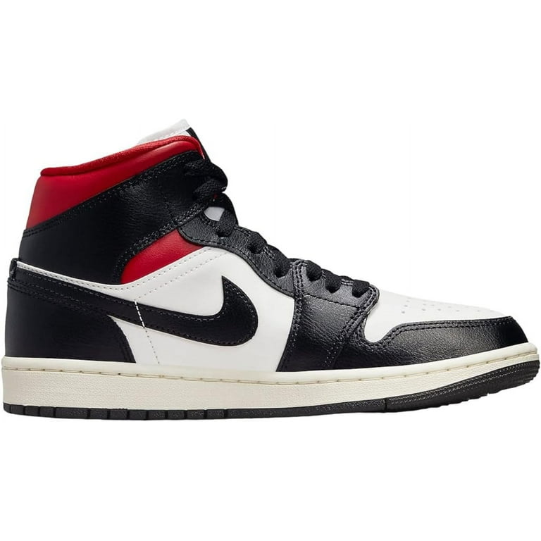 Women's Air Jordan 1 Mid Black/Gym Red-Sail (BQ6472 061