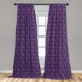 thumbnail image 4 of Ambesonne Hippie Curtains, Psychedelic Eyes Mushrooms, Pair of 28"x84", Dark Violet Burnt Orange, 4 of 4