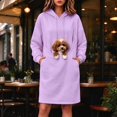 thumbnail image 2 of LWFFDAW Long Pet Pouch Hoodie Dress for Women with Dog Carrier Pockets Oversized Hoodie Fall Winter Loose Casual Hooded Sweatshirt Dress, 2 of 10