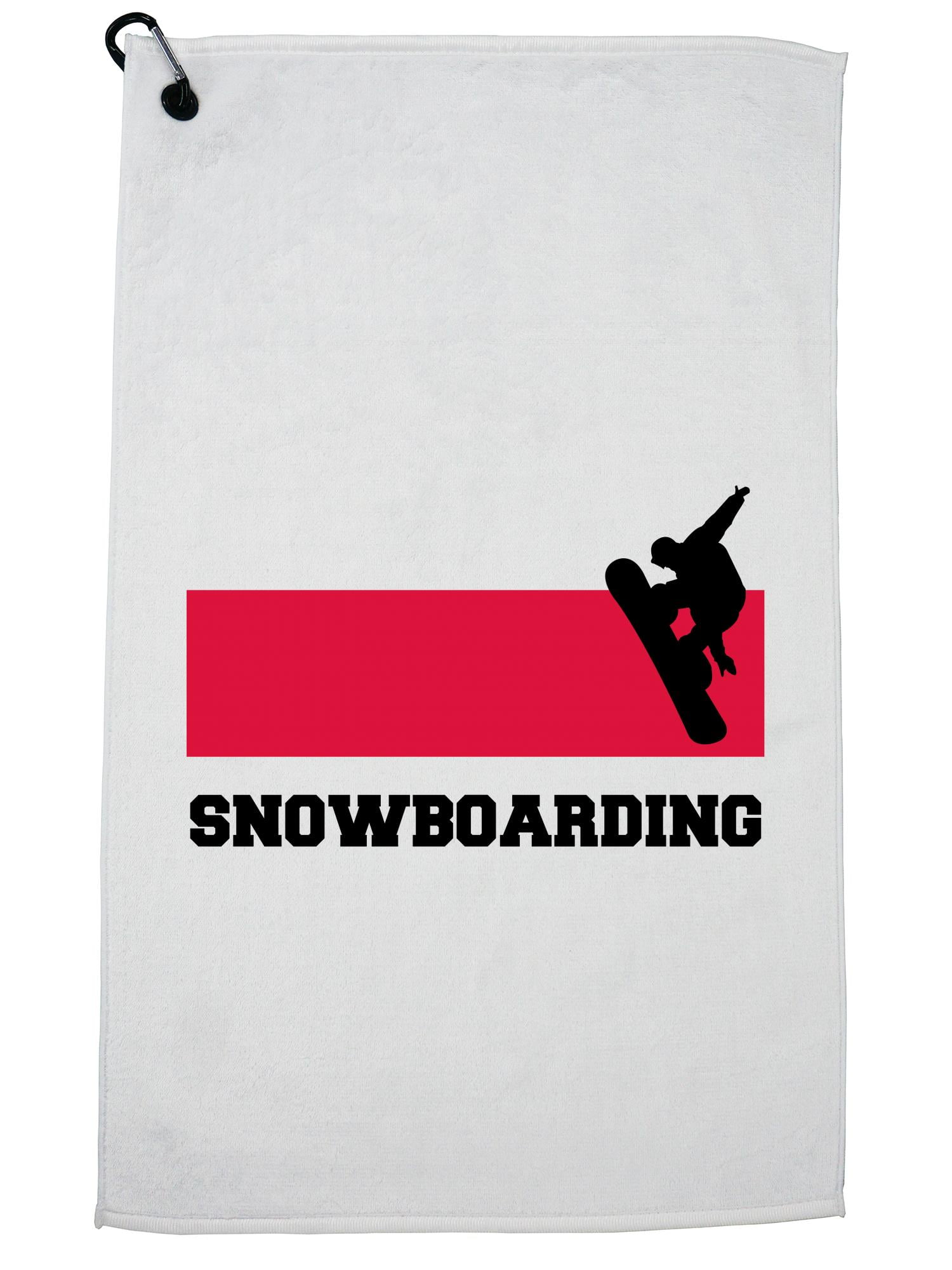 Poland Olympic Snowboarding Flag Silhouette Golf Towel with Carabiner Clip by Hollywood Thread
