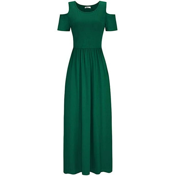 BKQCNKM Strapless Dress for Women Womens Dresses Casual Dresses for Women  Maxi Pocket Floral Elegant Shoulder Dress Modest Dresses for Women Off  Shoulder Dresses for Women Green S - Walmart Business Supplies