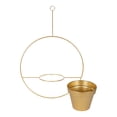 thumbnail image 3 of Kate and Laurel Opyd Modern Hanging Hoop Planter, 19.5 Inch Diameter, Gold, Sophisticated Floating Planter with Pot, 3 of 7