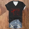 thumbnail image 2 of Tops Cortos para las Mujeres, Halloween Impreso V-Cuello Camiseta de Manga Corta, Tela de Imitación de Moda Casual, 2 of 3