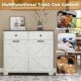 thumbnail image 4 of GZXS Farmhouse Double Tilt Out Trash Cabinet for 2 x 10 Gallon Cans (Not Included), Barn Door Style Wooden Laundry Sorter Cabinet with 2 Drawers, Antique White, 4 of 10