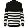 thumbnail image 6 of Simua Women's 2025 Fall Loose White Black Striped Knit Pullover Sweaters Crewneck Long Sleeve Top Cozy Outfits, 6 of 6