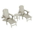 thumbnail image 3 of WestinTrends Malibu 3-Piece Outdoor Folding Adjustable Adirondack Chair with Cup Holder & Hideaway Ottoman and 18" Side Table, Sand, 3 of 16