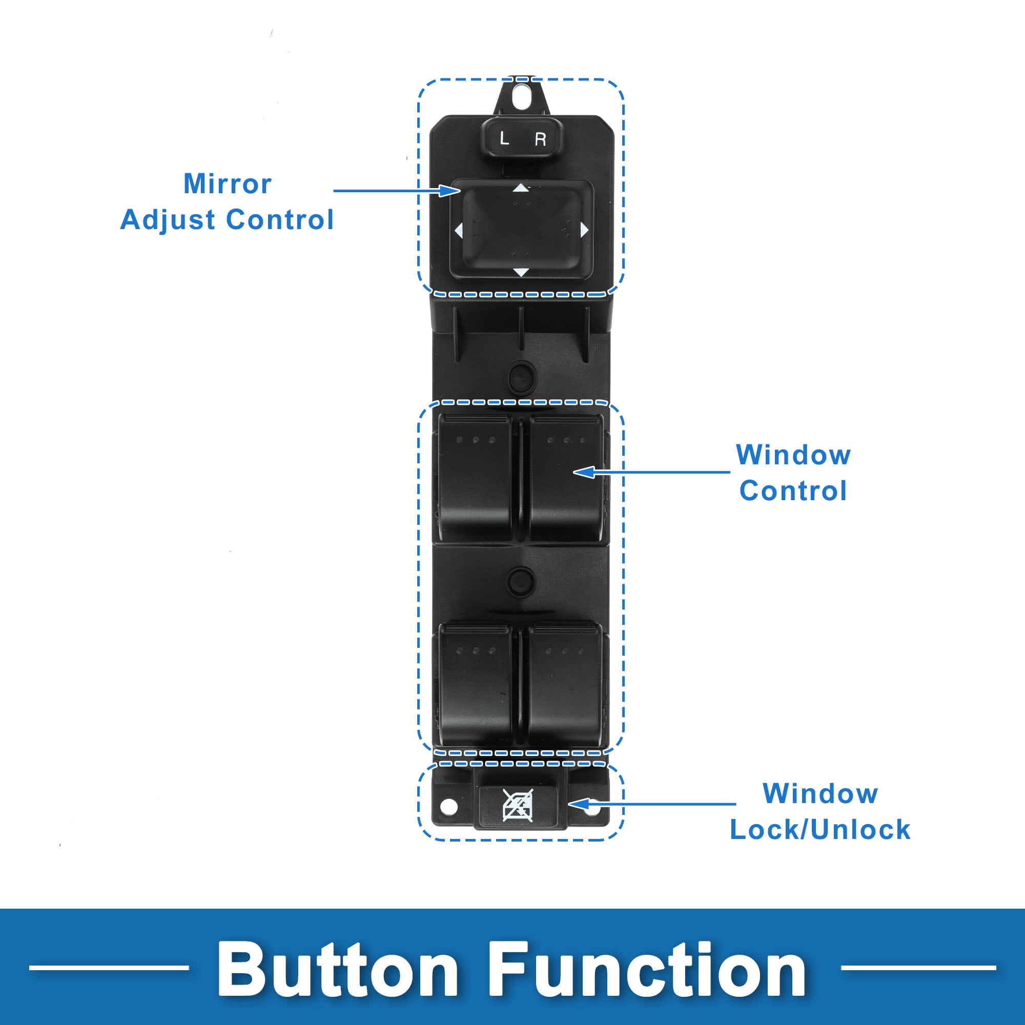 Unique Bargains Car Power Window Switch No.GV2S66350A Front Left Driver Side