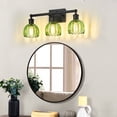 thumbnail image 4 of GCGAFUL Modern Black Bathroom Vanity Light, 20 in. 3-Light Wall Sconce with Green Tulip Glass Shade, 4 of 9