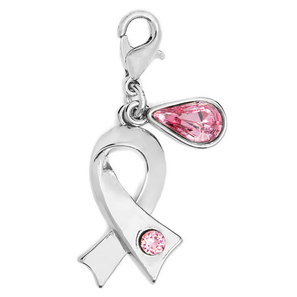 Sandy rek Vermelden Swarovski Breast Cancer Ribbon Charm with Pink Crystal Accent, Silver  Finish - Walmart.com