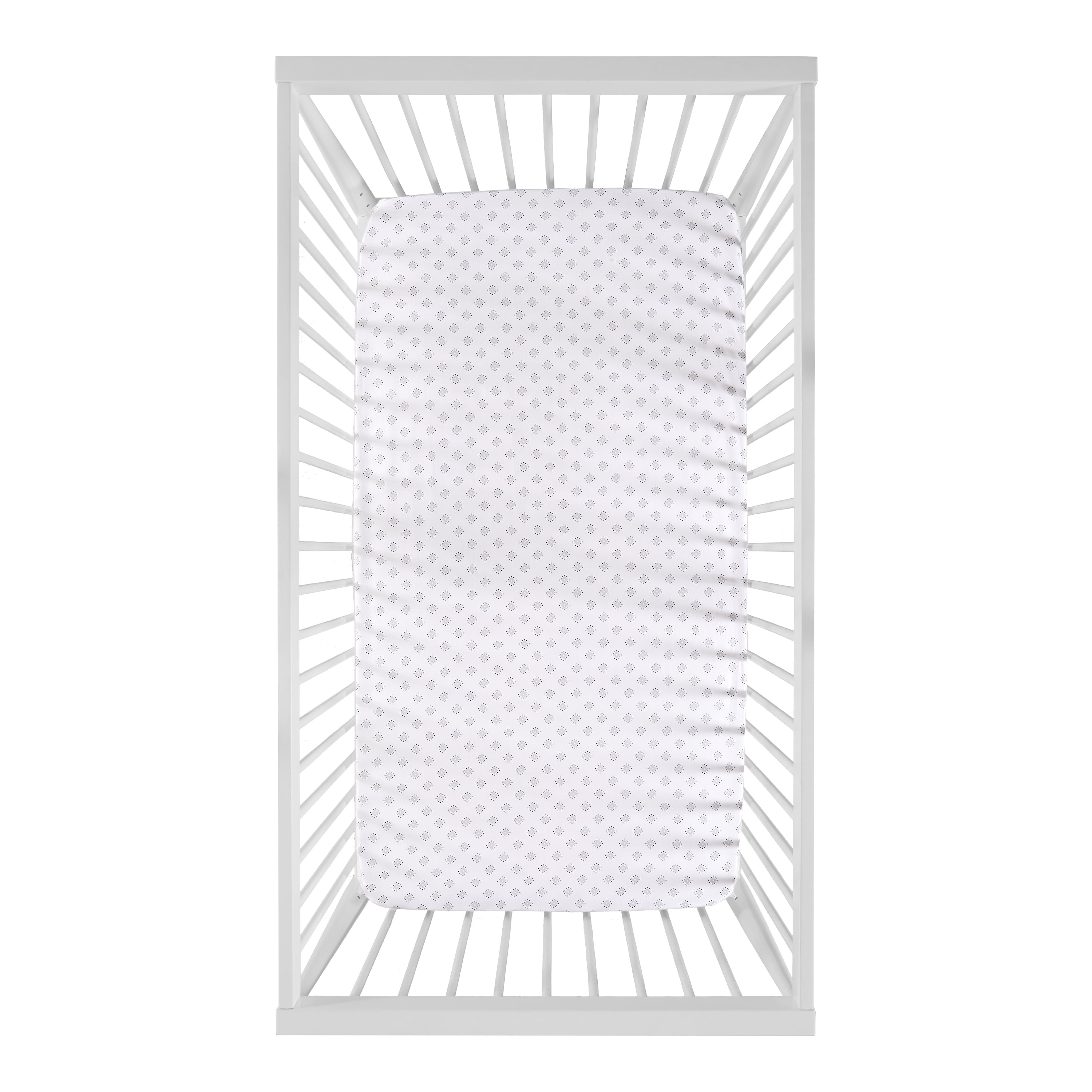 Levtex Baby - Willow Crib Fitted Sheet - Fits Standard Crib and Toddler Mattress - Medallion Pattern - Grey and White - Nursery Accessories - 100% Cotton