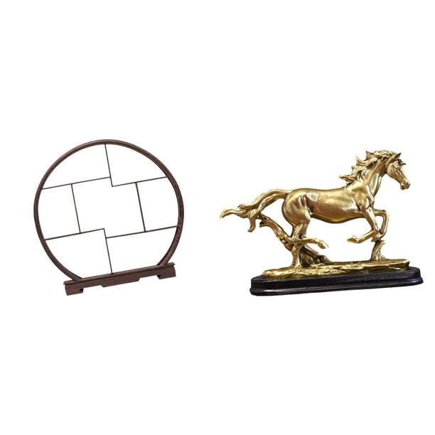 Expositor de artesanías,Expositor de madera para objetos de colección artísticos,Figura de caballo,Escultura de caballo en miniatura coleccionable,Estatua de animal de adorno de caballo de