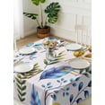 thumbnail image 3 of Watercolor Botanical Suqare Tablecloth - 60 x 60 Inch, Blue Yellow Leaves Floral Plants Spring Waterproof & StainResistant Tablecloth, Washable Oil-proof Table Cover for Dining/Party/Wedding/Buffet, 3 of 9