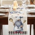thumbnail image 3 of Table Runners 72 Inches Long Dress Scarves, Black White Vintage Gnomes Farmhouse Kitchen Table Runner, Coffee Tablerunners, Checkered Retro Art Rustic 14x72 Inch, 3 of 9