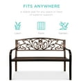 thumbnail image 4 of Best Choice Products Outdoor Steel Bench Garden Patio Porch Furniture w/ Floral Design Backrest - Brown, 4 of 8