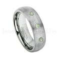 thumbnail image 1 of 6mm Brushed Dome Tungsten Ring - 0.21ctw Peridot 3-stone Band - Personalized Tungsten Wedding Ring - Custom Made August Birthstone Ring TN060BS, 1 of 1