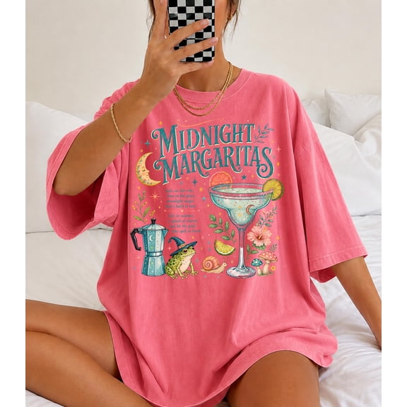 Midnight Margaritas T-Shirt, Margarita Cocktail Illustration Tee, Witchy Summer Graphic Shirt, Drink Lover Gift for Women