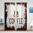 Coffee Beans Porcelain Cup Sheer Curtains for Living Room Bedroom