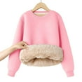 thumbnail image 2 of Gubotare Crop Sweatshirts for Girls Sweatshirts For Teen Girls without Hood Long Sleeve Pullover Tops Size 12-13 Years (Pink,12-13 Years), 2 of 5