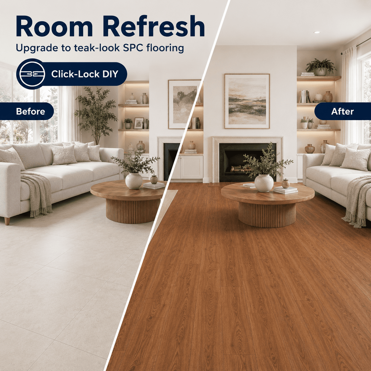 Yeslife 24-Piece Interlocking Luxury Vinyl Flooring Tile, 23.98 x 5.98 in., Teak SPC Rigid Core, 23.9 sq. ft.