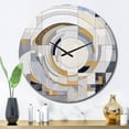 thumbnail image 3 of Designart "Mosaic in Grey and Yellow III" Abstract Shapes Oversized Wall Clock, 3 of 5