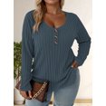 thumbnail image 3 of NISVIYA Plus Size Tops for Women Long Sleeve Button Henley Shirts Business Casual Lightweight Tunic Sweatshirts, 3 of 5