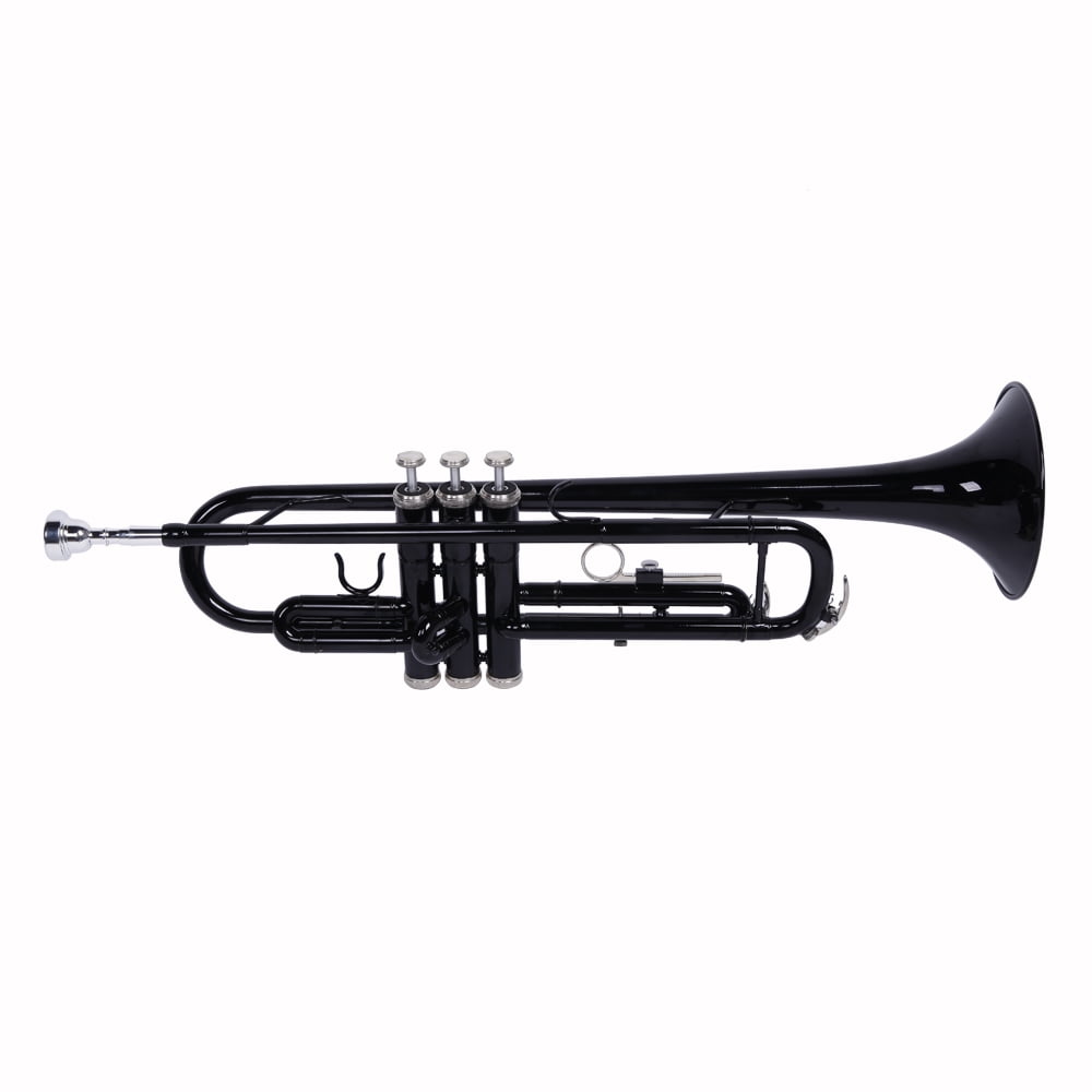 Drop B Trumpet Black Nickel Plating, Strong Brilliant Tone with Mouthpiece & Gloves Beginner-Friendly, Stage-Ready Brass Instrument