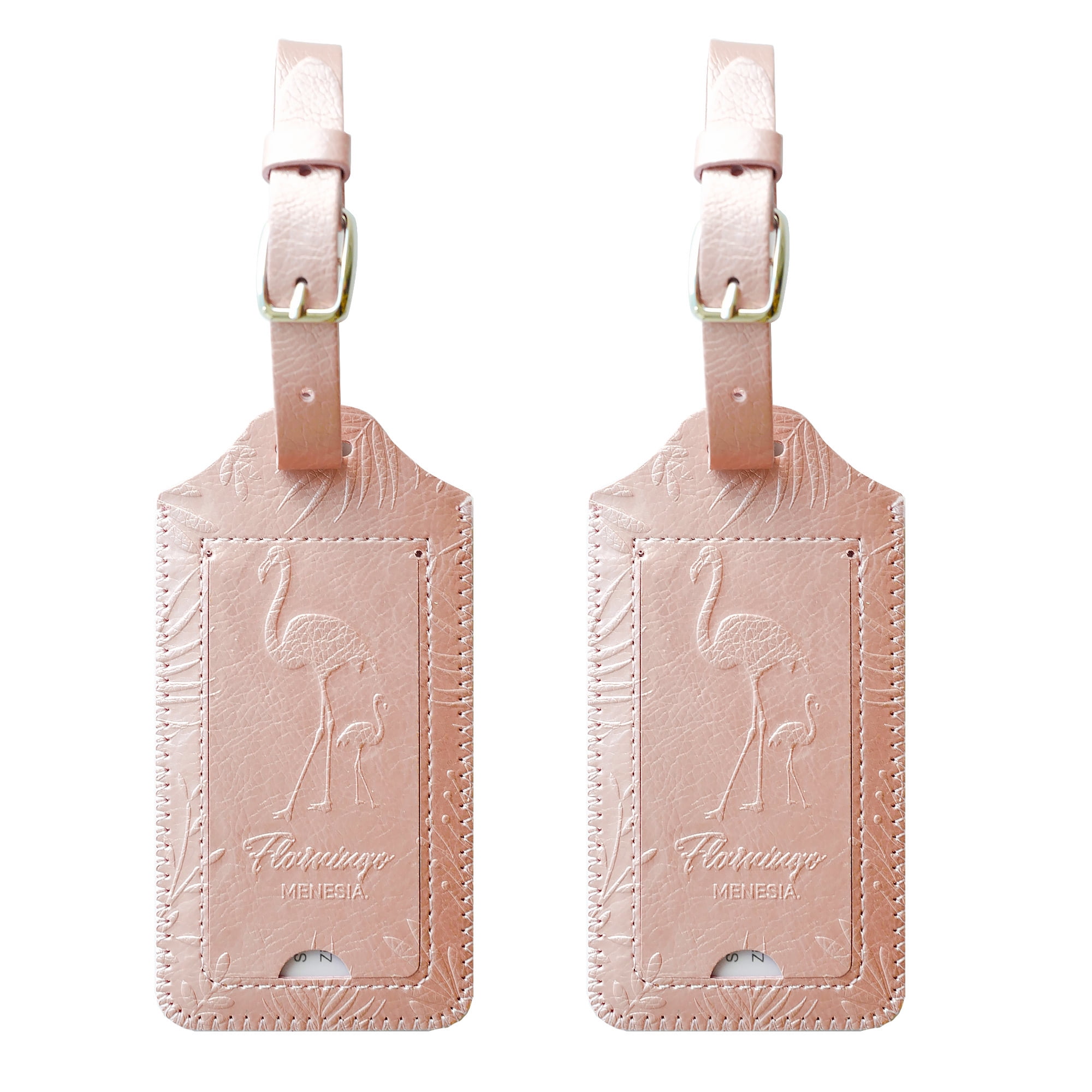 Menesia 2 Pack Cute Luggage Tags for Women, Gold Bird Faux Leather Travel Luggage Tag for