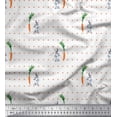 thumbnail image 1 of Soimoi Japan Crepe Satin Fabric Carrot & Rabbit Dots Print Fabric by Yard 42 Inch Wide, 1 of 3