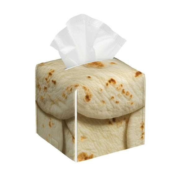 Balery Taco Tortillas Porta Pañuelos de Cuero con Estampado – Funda Moderna Cuadrada para Caja de Pañuelos, Dispensador 5x5x5''