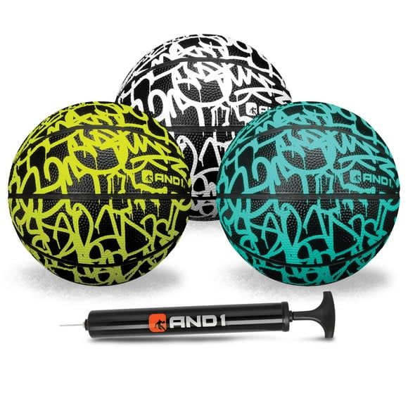 AND1 Mini Basketball 3 Pack Set for Kids (Deflated wPump Included): - Size 3 7-Inch Premium Youth Size Basketballs, Easy to grip, Made for Indoors and Outdoors
