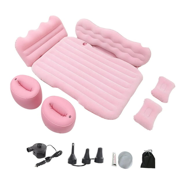 S SERENABLE Inflatable Car Air Mattress Camping Air Mattress Bed for MPV Automotive Pink
