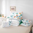 thumbnail image 6 of Homewish Cute Dino 7pcs Bedding Comforter Set,Cartoon Dinosaur Queen Bedding Sets,White Blue Orange Queen Sheet Sets For Boys Teens,Breathable Home Decor Reversible, 6 of 8