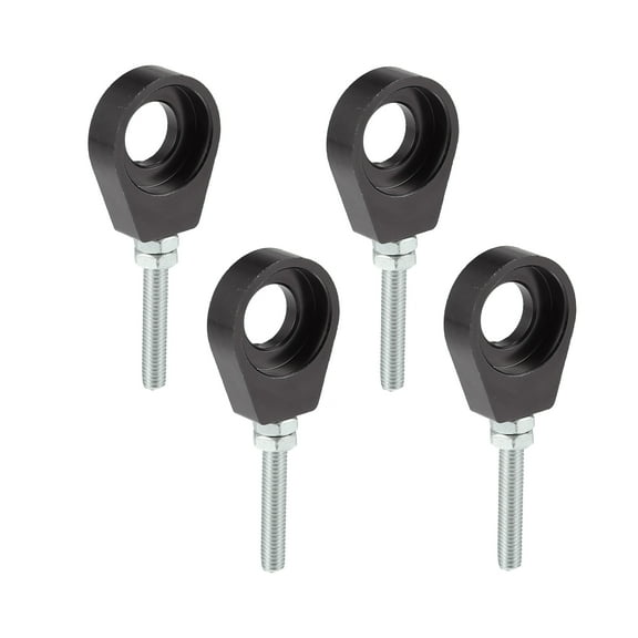 4pcs 15mm Dia Hole Black Silver Tone Metal Universal Motorcycle Chain Axle Adjuster Tensioner