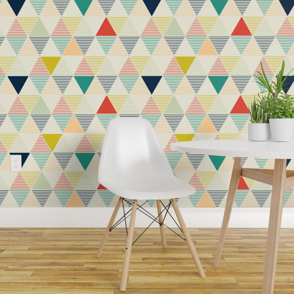 PeelandStick Removable Wallpaper Geometric Triangles Light Blue Pink
