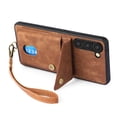 thumbnail image 7 of Nalacover for Samsung S22, Slim Case Wallet with Credit Card Holder, Back Flip Premium Leather Magnetic Clasp Kickstand Wirst Hand Strap Shockproof Cover for Samsung Galaxy S22, Brown, 7 of 7