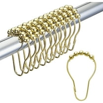 Shower Curtain Rings, Gold Shower Curtain Hooks for Curtain Rust-Resistant Metal Shower Rings Hooks for Bathroom Shower Curtains Rods Hangers - Set of 12, Gold
