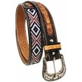 thumbnail image 3 of 41-42  Men's 1-1/2" Wide Tan Leather Floral Tooled Casual Jean Belt 26FK38, 3 of 4