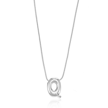 No Boundaries Silvertone Initial Bubble Letter Necklace, 1 Piece, Letter Q