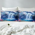 thumbnail image 4 of Erosebridal Blue Whale Bed Sheets Set Twin Size, Lake Waterfall Bed Sheets Twin, Daisy Floral Reversible Sheet Set Twin, Microfiber Room Decoration, 3 Pieces, 4 of 7