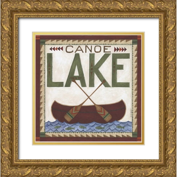 Shamp, Cindy 15x15 Gold Ornate Wood Framed with Double Matting Museum Art Print Titled - Canoe Lake