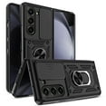 thumbnail image 3 of Elegant Choise Case with Ring Stand and Slide Camera Lens Cover for Samsung Galaxy Z Fold 5 5G, Black, 3 of 17