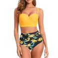 thumbnail image 4 of MKLEKYY Bikini Mujer Traje De Baño Women High Waisted Bikini Sexy Push Up Two Piece Swimsuits Vintage Swimsuit Two Piece Retro Ruched High Waist Print Bikini Set 1488, 4 of 4