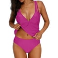 thumbnail image 2 of Tankini para mujer, traje de baño de dos piezas con tirantes ajustables en la espalda, conjunto de traje de baño, traje de baño de dos piezas para mujer, trajes de baño tankini para mujer, traje de ba, 2 of 9