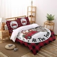 thumbnail image 3 of Christmas at The Farm King Size Comforter Set, Xmas Truck Cow Red Black Plaid Country Bedding for All Seasons, 4 Pcs Bed Set with 1Comforter (90"x106") ,1 Sheet(94"x116"), 2 Pillowcases (19"x35"), 3 of 7