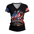 thumbnail image 2 of HCYSFG Womens Summer V Neck Short Sleeve Tops Independence Day July 4th Airplane Tees 250th Anniversary T-Shirts, 2 of 5